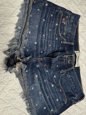 Hollister Dark Blue Denim Shorts with Rhinestone Accents